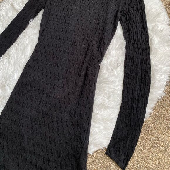 Diane Von Furstenberg Slim Kivel Ladder Lace Knit Dress Faux Leather Stretch - Picture 4 of 15